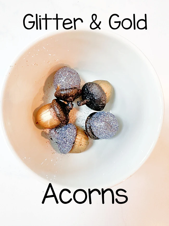 bowl of gold acorns and overlay