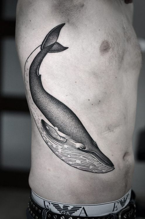 Ribs-Side-Dot-Work-Whale-Tattoo