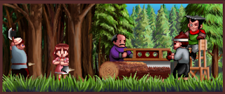 The Lumberjack job in Princess Maker 2, where your daughter fells trees for a living.