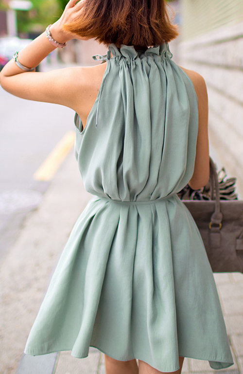 Frilly Halter Self-Tie Dress