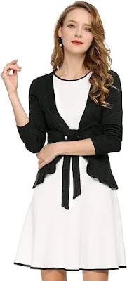 Shine Bright with the Allegra K Women's Metallic Ruffled Cardigan