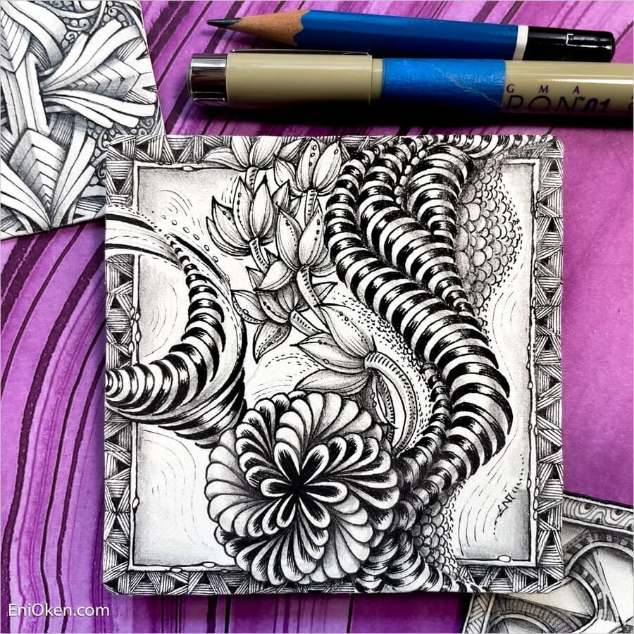 02-Snaking-flowers-Zentangle-Drawings-Eni-Oken-www-designstack-co