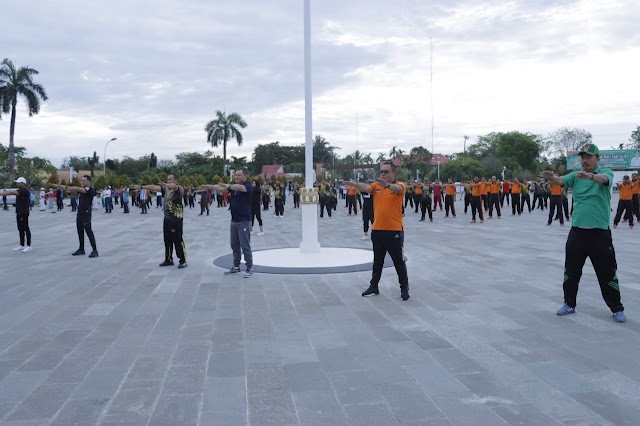 Jalin Silaturahmi Kapolres paser Bersama Forkopimda Kab paser  Ikuti Sepeda Sehat, Senam SKJ 88 dan Jalan Santai 