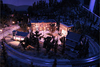 Town center section with nighttime lighting