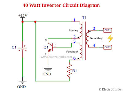 Schematic of 40 Watt Inverter Circuit