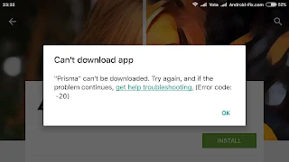 Google Play – Error 20