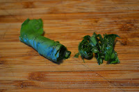 rolled basil for slicing