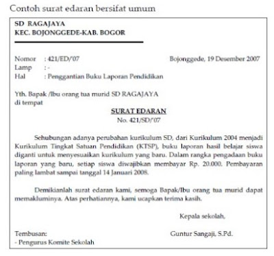 Contoh Surat Edaran Untuk Orang Tua Siswa - Bagi Contoh Surat