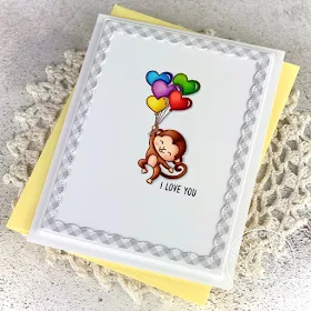 Sunny Studio Stamps: Love Monkey Fancy Frames Dies Love You Card by Angelica Conrad 