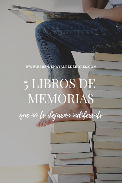 Persona leyendo sobre una pila de libros con el texto sobreimpreso "5 libros de memorias que no te dejarán indiferente"