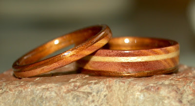 Hawaiian Wedding Ring on Labels  Koa Wood Wedding Rings   Wood Rings