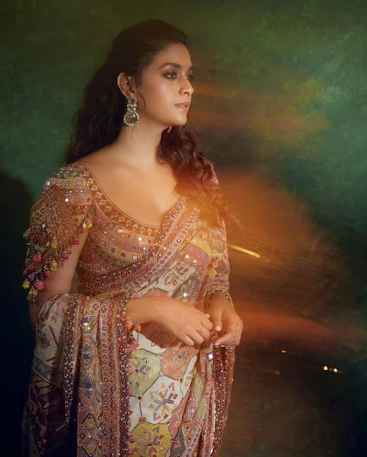 Keerthy Suresh in the embroidered saree