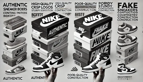 Comparison of Authentic and Fake Sneaker Boxes