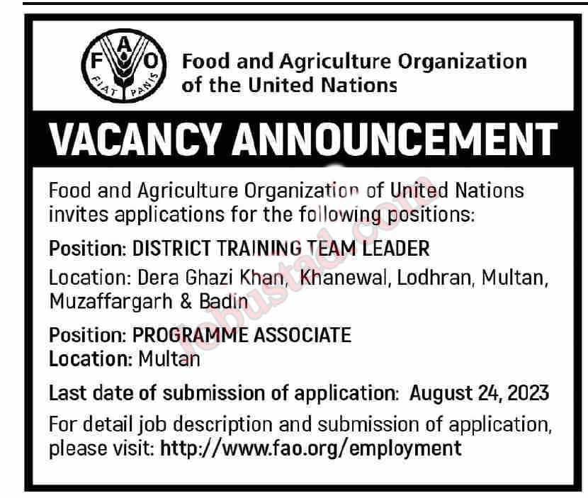 Food and Agriculture Organization Jobs 2023
