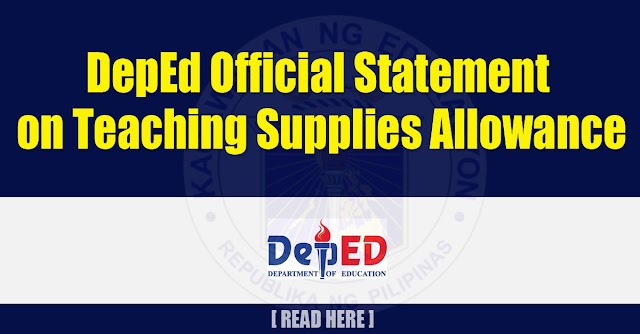 DepEd Official Statement on Teaching Supplies Allowance