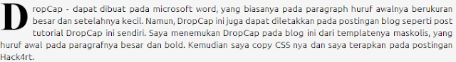 Cara Membuat DropCap pada Post Blog