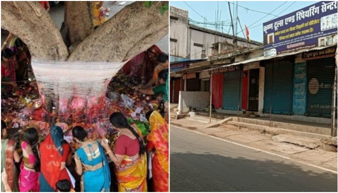 Representational image of vat Savitri Puja ( via Amar Ujala), Bandh observed in Jashpurnagar (R), image via Nai Duniya