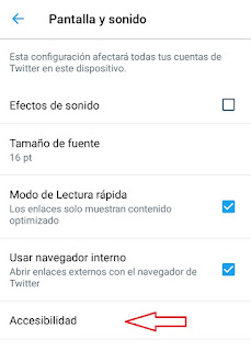 boton de acceso a la accesibilidad en Twitter