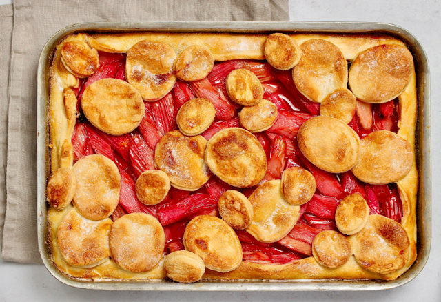 Rhubarb Traybake Tart