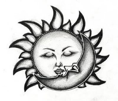 Sun And Moon Tribal Tattoo