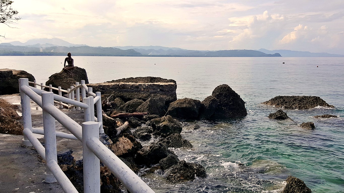 the little mermaid statue at the sunrise boulevard at Isla Jardin Del Mar Resort in Glan, Sarangani