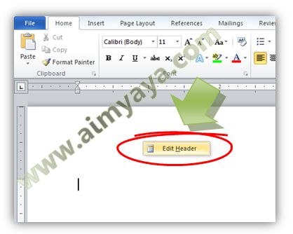  Gambar: Mengatur header microsoft word 2010 