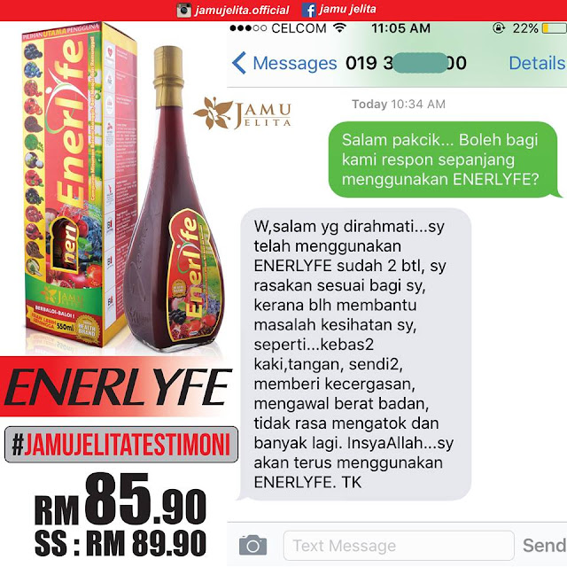 Testimoni Enerlyfe Jamu Jelita