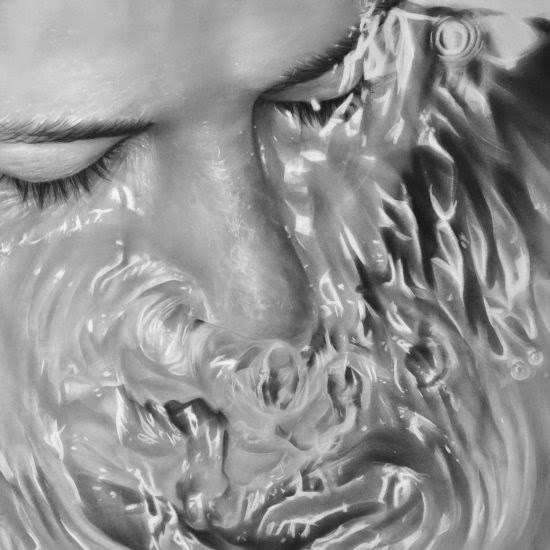 Melissa Cooke pinturas ilustrações desenhos grafite hiper-realistas retratos autorretratos preto e branco