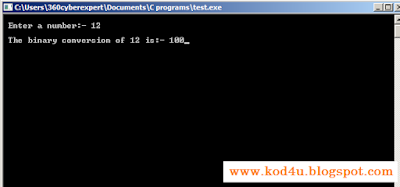 C Program Convert Decimal Number Into Binary Number