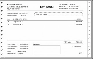 contoh kwitansi pembayaran angsuran motor