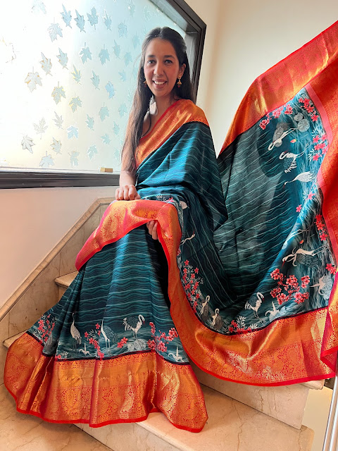 Bespoke printed kanjeewaram silk saree