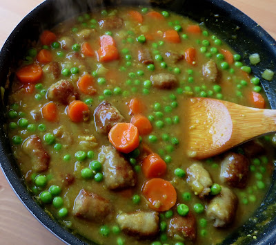 School Dinner Curried Sausages