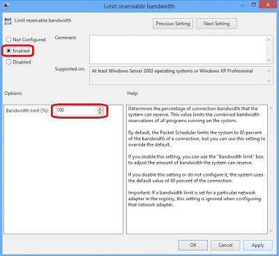 Memaksimalkan Bandwidth Internet di Windows 8