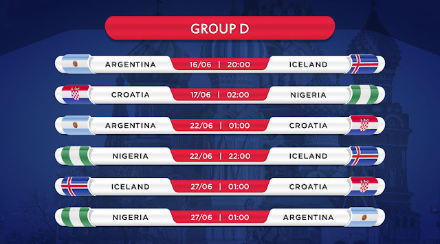 Schedule 2018 World Cup Group D