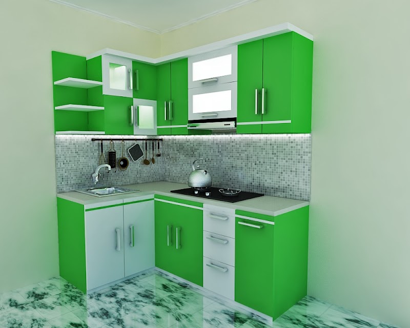 Baru 40+ Kitchen Set Minimalis Warna Hijau