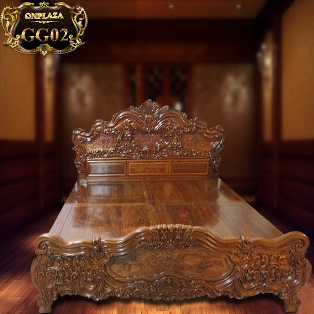 Giường ngủ gỗ hương sang trọng, hiện đại