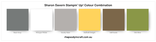 Basic Gray, Whisper White, Smoky Slate, Daffodil Delight, Soft Suede, Old Olive, Rhapsody in craft