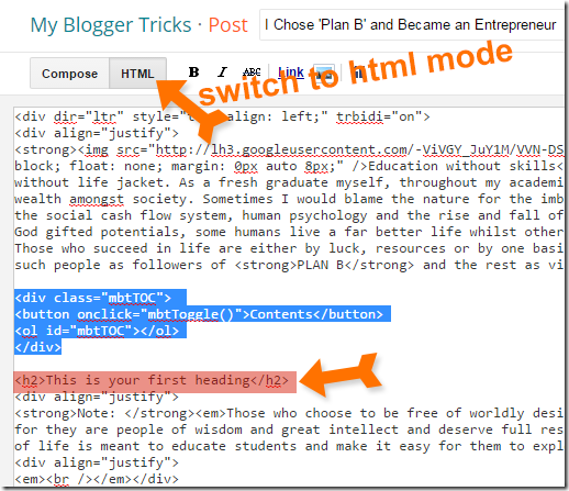 Add Table Of Contents automatically in blog posts
