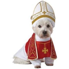 dog dressed as pope