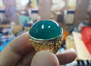 Batu Bacan Doko Super Material Coklat BC051 Ikatan Perak Ukir