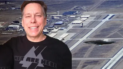 Bob Lazar and Area 51 in the background.