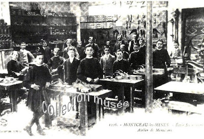 Ecole Primaire Supérieure de Montceau, la section industrielle : l'atelier de menuiserie (collection musée)