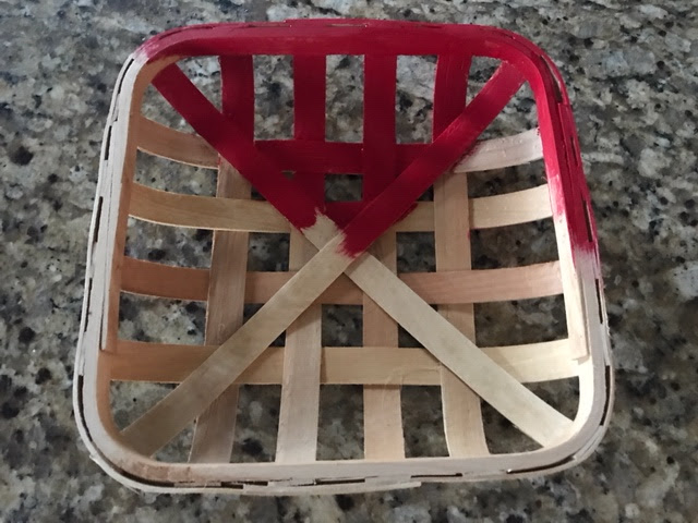 square tobacco basket red painted