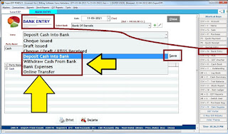 Bank Entry in SuperERP Billing Software Guru Contra Entry cash