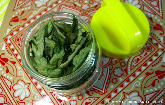 Dried leaves stored in a bottle