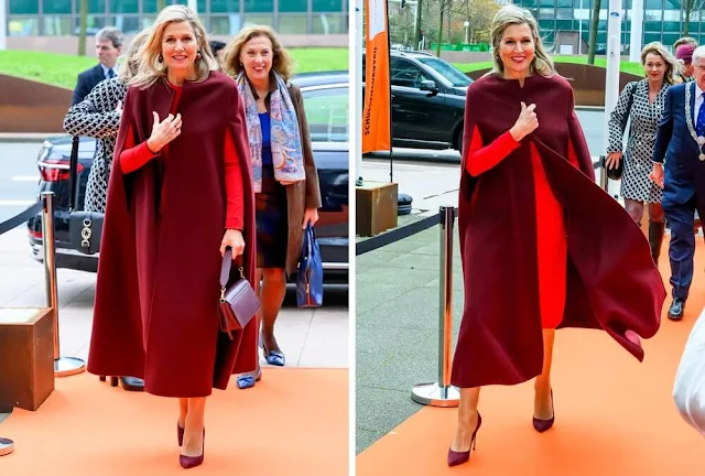 Queen Maxima wore a contrast stitch cady dress by Dolce & Gabbana. Crown Princess Mette-Marit