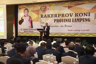Buka Rakerprov KONI Provinsi Lampung, Gubernur Arinal Dorong Peningkatan Prestasi Olah Raga Lampung