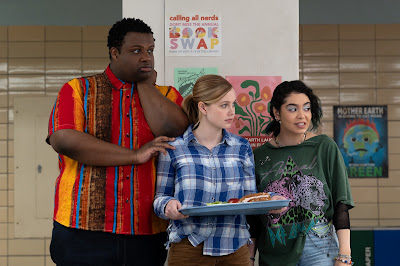 Jaquel Spivey plays Damian, Angourie Rice plays Cady Heron and Auli'i Cravalho plays Janis in Mean Girls from Paramount Pictures. Photo: Jojo Whilden/Paramount © 2023 Paramount Pictures.