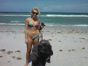 While walking on the beach I met Patti. I am a Bouvier chauvinist dog, . (photo df aba)