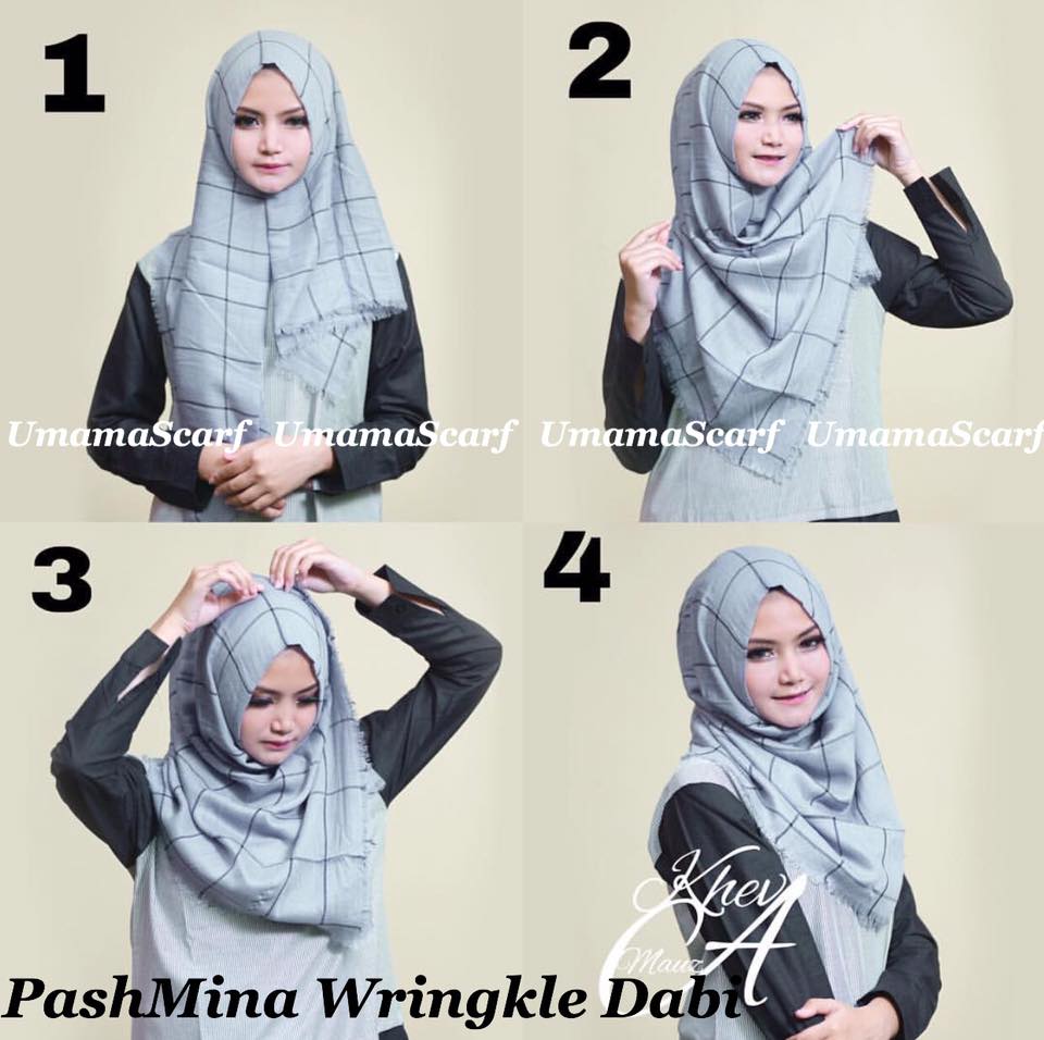 88 Gambar Keren Tutorial Hijab Pashmina Motif Kotak Sayang